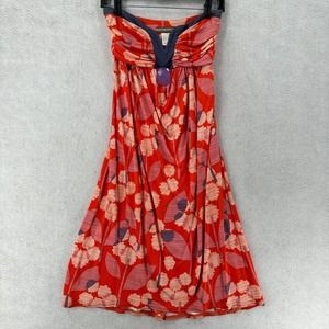 Prairie New York Coral‎ Strapless Dress 100% Silk Womens XS Jersey Knit Gemstone